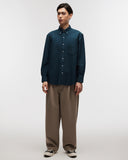 Button Down Long Sleeve Shirt in Forest Green