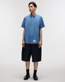 Oversized Short Sleeve Shirt in Steel Blue
