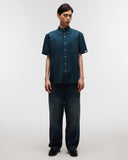Button Down Short Sleeve Shirt in Forest Green