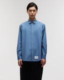 Oversized Long Sleeve Shirt in Steel Blue