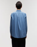 Oversized Long Sleeve Shirt in Steel Blue