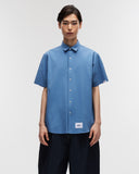 Oversized Short Sleeve Shirt in Steel Blue