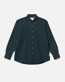 Button Down Long Sleeve Shirt in Forest Green