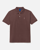 Cotton Pique Polo Tee in Brown